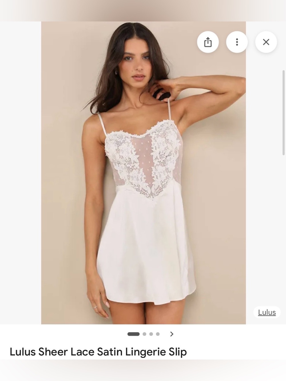 Lulu's White Sheer Lace Satin Slip Dress NWT